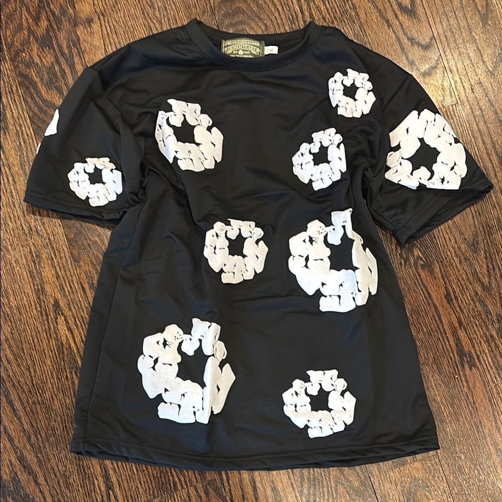 Black and white denim tears shirt